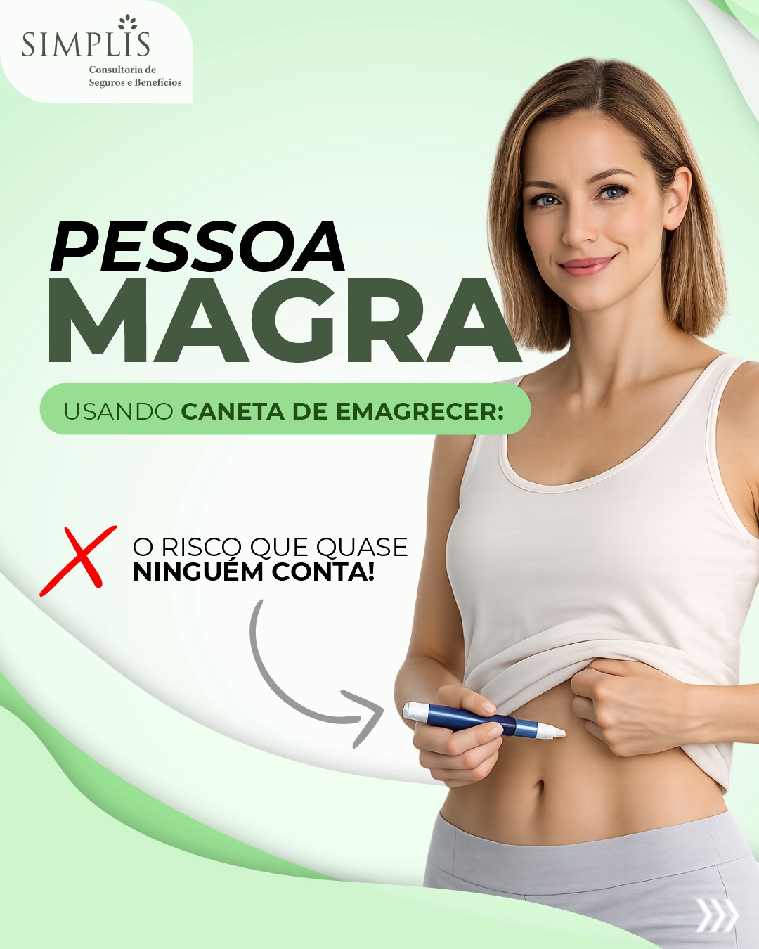 Pessoa magra usando caneta de emagrecer